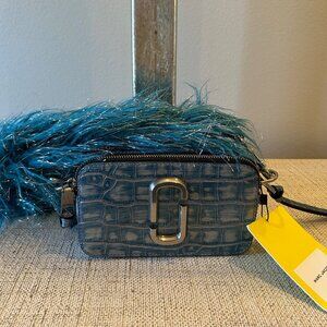 Marc Jacobs Harbor Blue Multi Snapshot Bag with Faux Fur